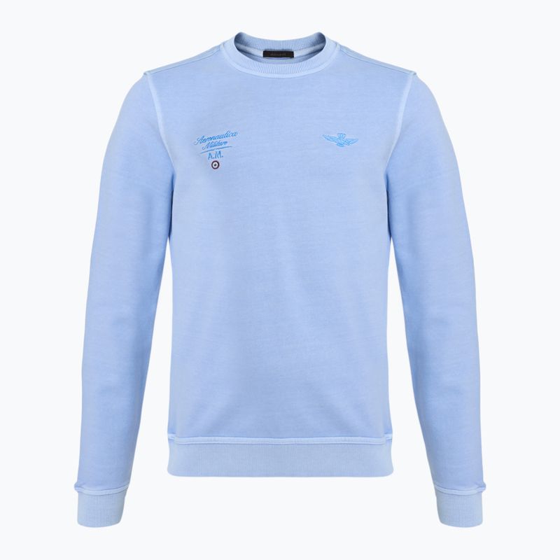 Herren Aeronautica Militare Girocollo eisblau gewaschenes Sweatshirt