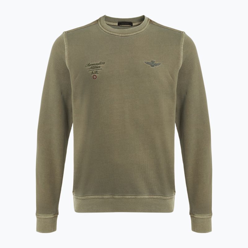 Herren Aeronautica Militare Girocollo militärisch oliv gewaschenes Sweatshirt
