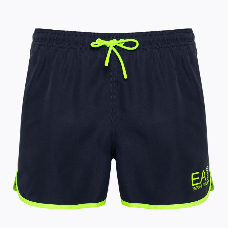 Badeshorts Herren EA7 Emporio Armani Water Sports Core Piping blu navy/fluo lime