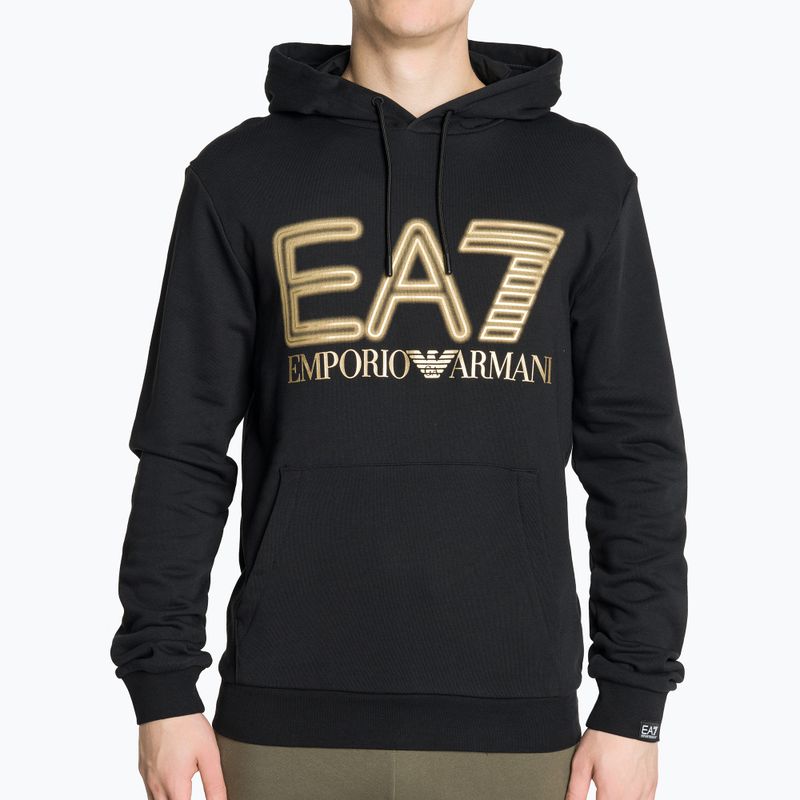 Herren Hoodie Sweatshirt EA7 Emporio Armani Train Logo Series Oversize Logo Hoodie Coft black