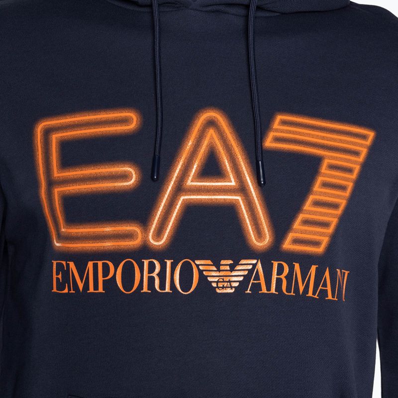 Herren Hoodie Sweatshirt EA7 Emporio Armani Train Logo Series Oversize Logo Hoodie Coft navy blue 7