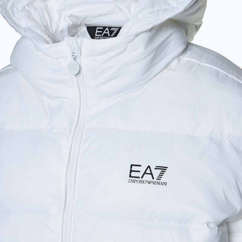 Damen EA7 Emporio Armani Zug Shiny ECO Extra gepolsterte Bomberjacke weiß 3