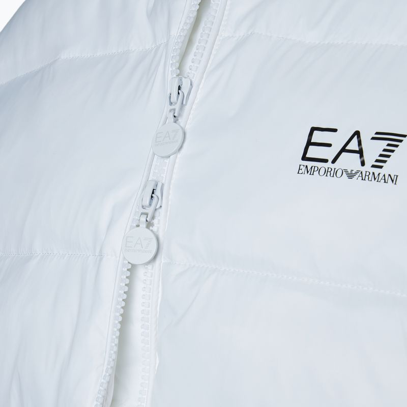 Damen EA7 Emporio Armani Zug Shiny ECO Extra gepolsterte Bomberjacke weiß 5