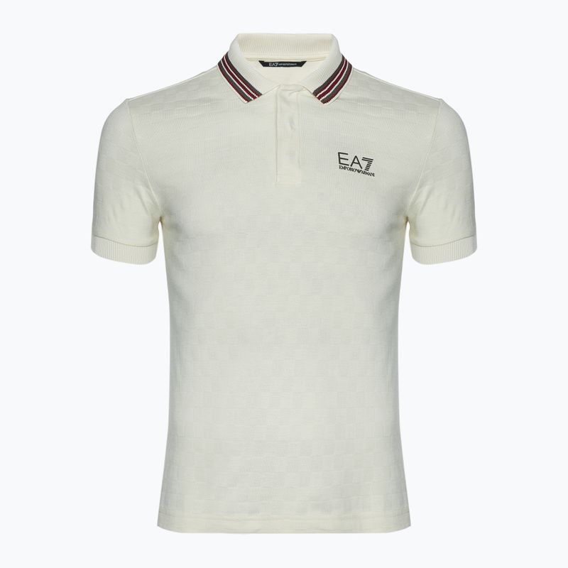 Herren EA7 Emporio Armani Golf Pro Polo Check silberne Birke T-shirt