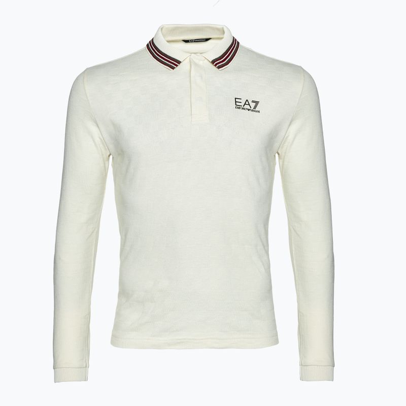 Herren EA7 Emporio Armani Golf Pro Polo Check silberne Birke Longsleeve