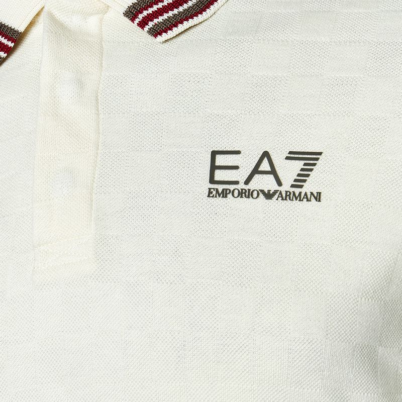 Herren EA7 Emporio Armani Golf Pro Polo Check silberne Birke Longsleeve 3