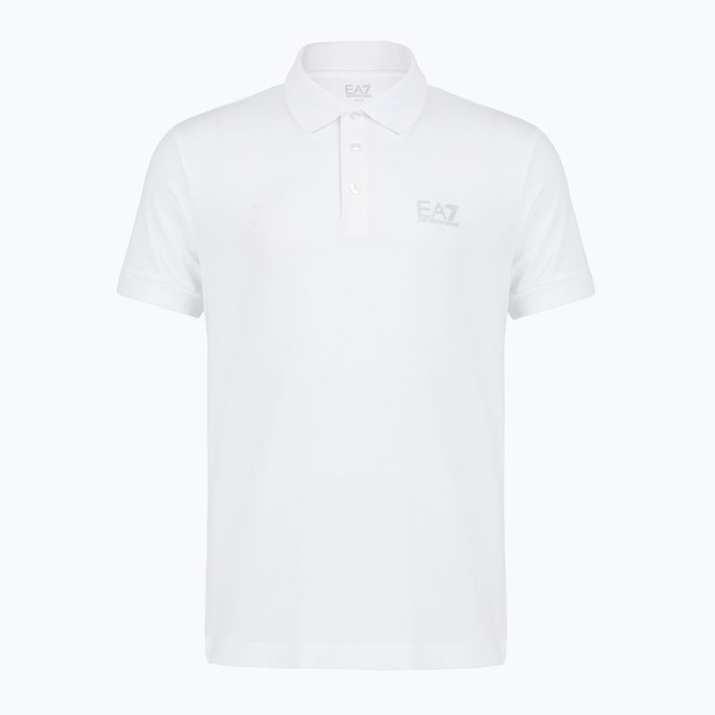 Herren EA7 Emporio Armani Core Identity Polo Shirt weiß / silbernes Logo