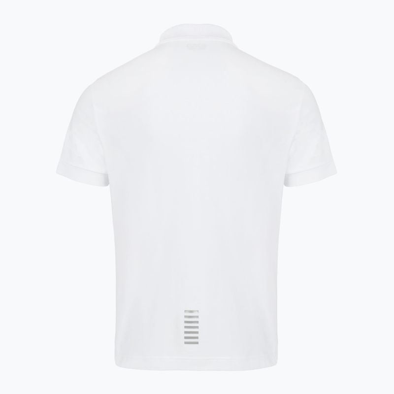Herren EA7 Emporio Armani Core Identity Polo Shirt weiß / silbernes Logo 2