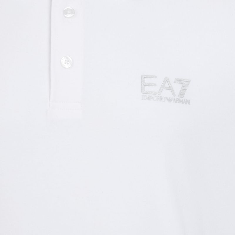Herren EA7 Emporio Armani Core Identity Polo Shirt weiß / silbernes Logo 3