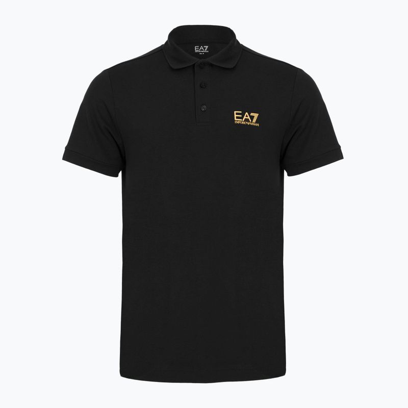 Herren EA7 Emporio Armani Core Identity Poloshirt schwarz / goldfarbenes Logo