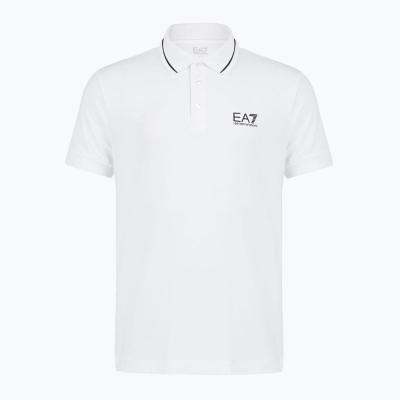 Herren EA7 Emporio Armani Core Identity Piqué Polo Shirt weiß
