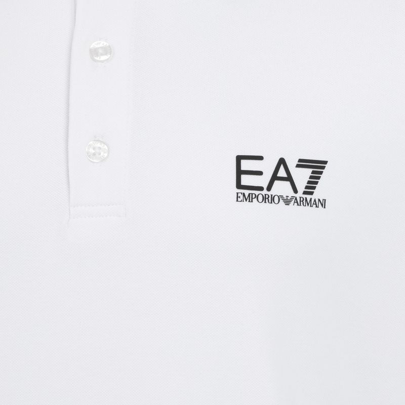 Herren EA7 Emporio Armani Core Identity Piqué Polo Shirt weiß 3