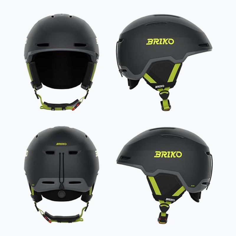 Skihelm Briko Aran matt shark gray/light gray/electric lime 10
