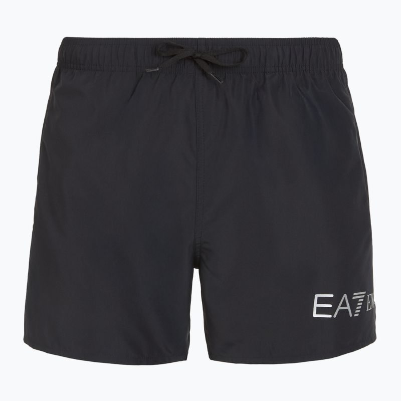 Herren EA7 Emporio Armani Extended Logo Boxer Schwimmshorts schwarz / silber