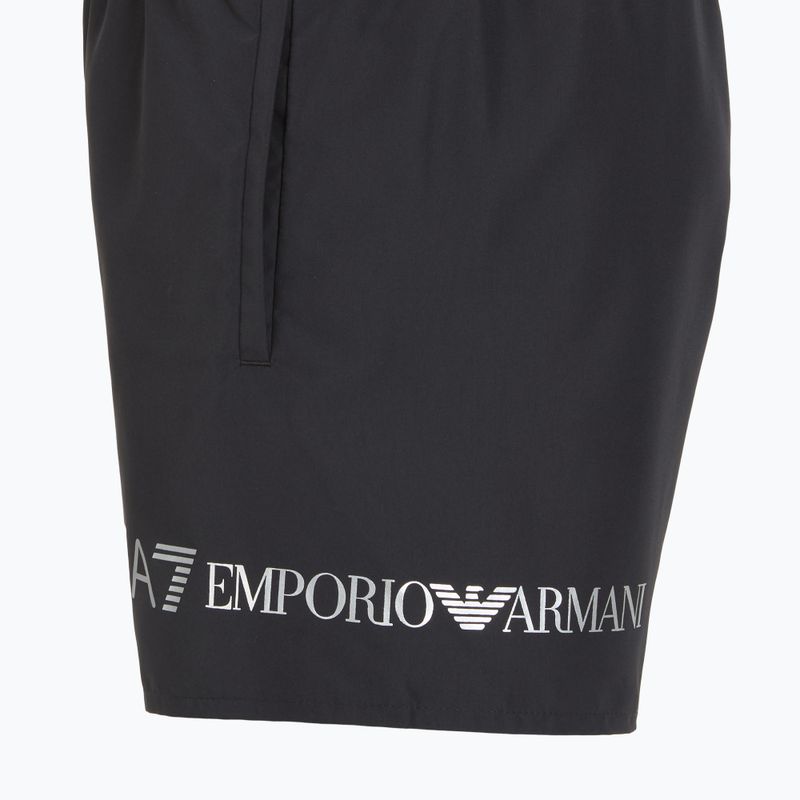 Herren EA7 Emporio Armani Extended Logo Boxer Schwimmshorts schwarz / silber 3