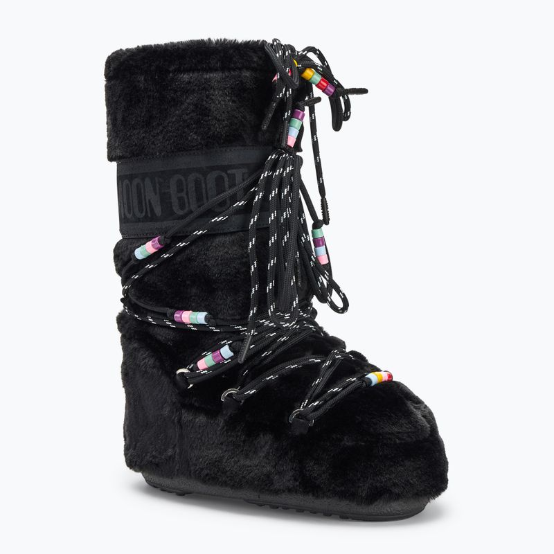 Schneeschuhe Moon Boot Icon Faux Fur Beads black