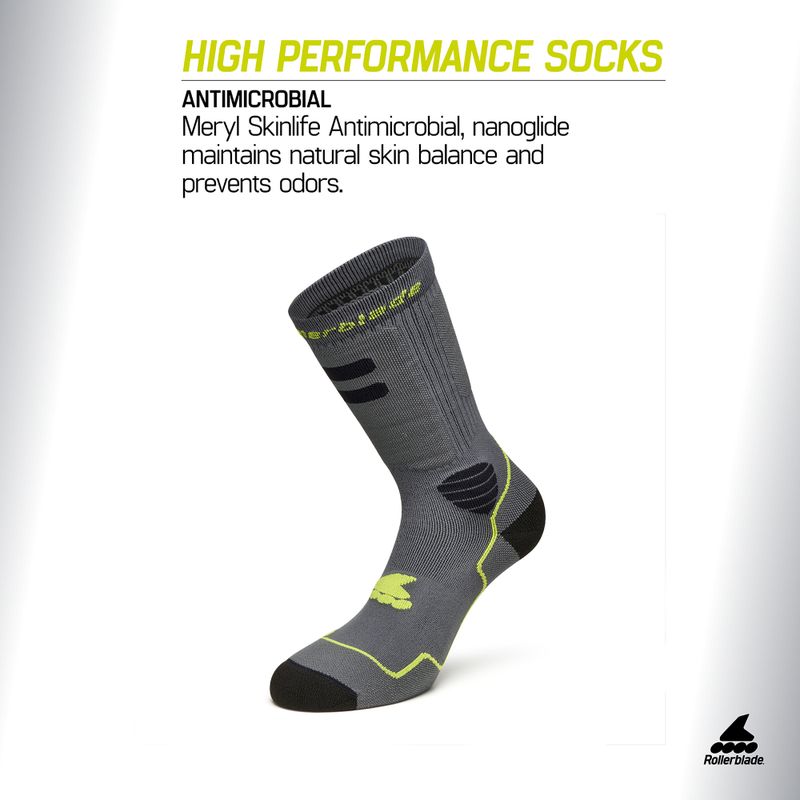 Socken Rollerblade High Performance anthracite/lime 2