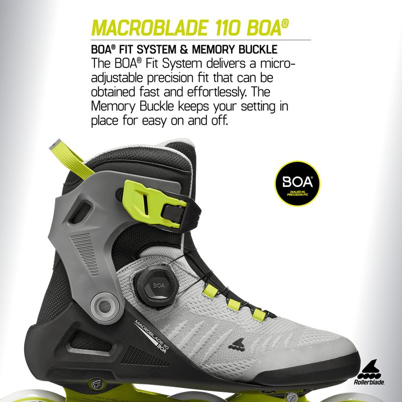 Inlineskates Herren Rollerblade Macroblade 110 Boa black/grey/lime 10