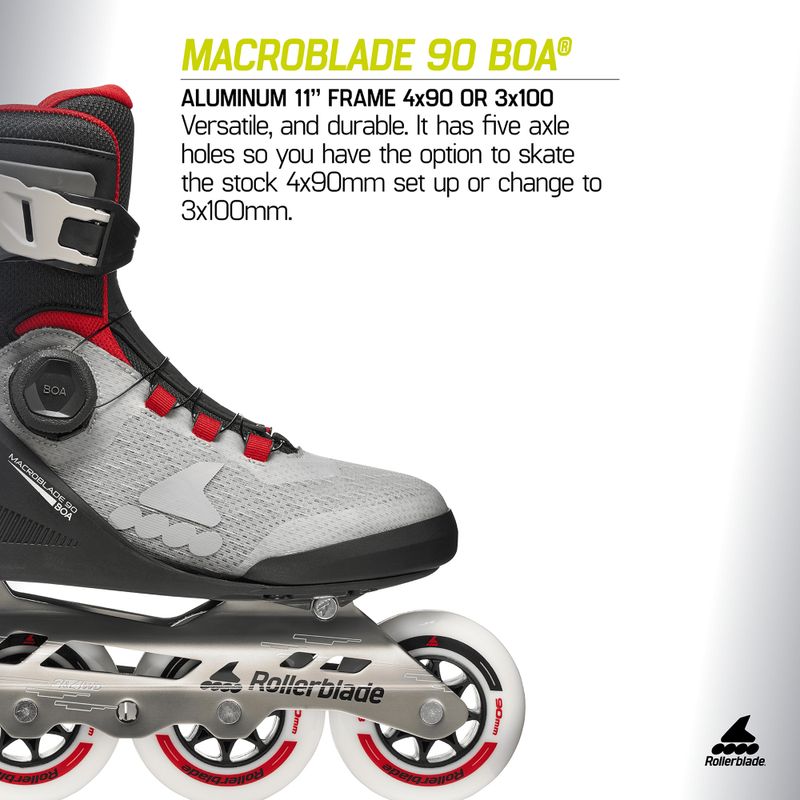 Inlineskates Herren Rollerblade Macroblade 90 Boa black/grey/red 9