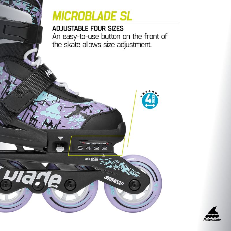 Inlineskates Kinder Rollerblade Microblade SL Jr black/lavender/light blue 9