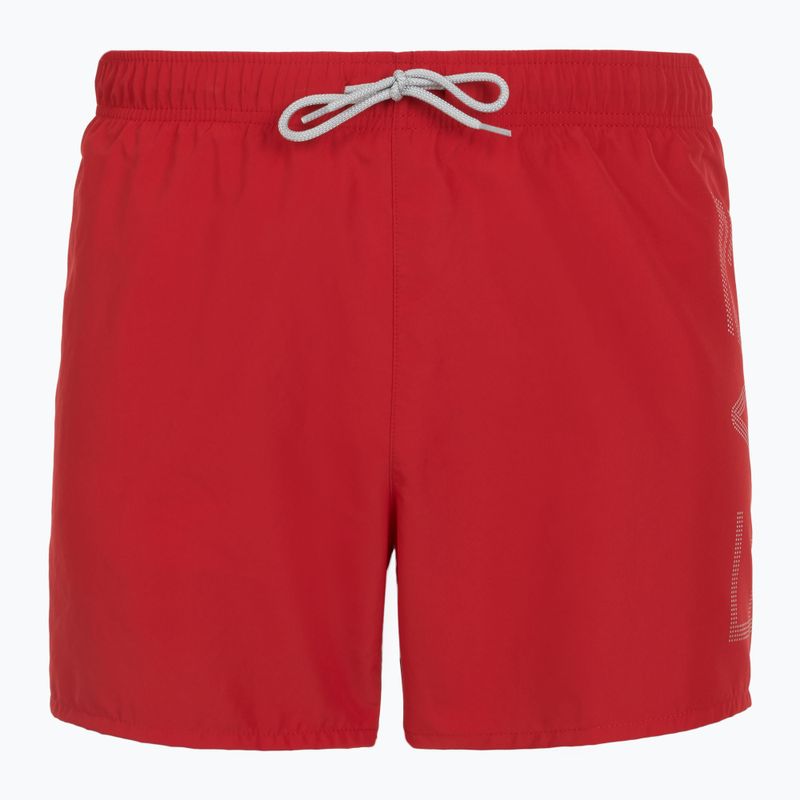 Herren EA7 Emporio Armani Badeshorts mit übergroßem Logo Pferdesport rot / silber