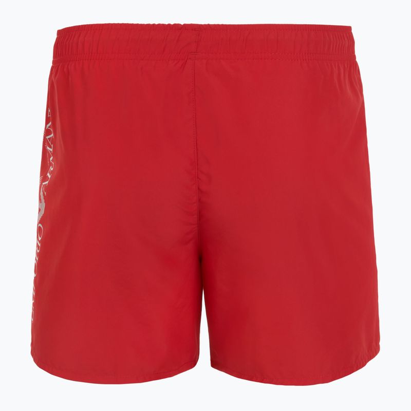 Herren EA7 Emporio Armani Badeshorts mit übergroßem Logo Pferdesport rot / silber 2