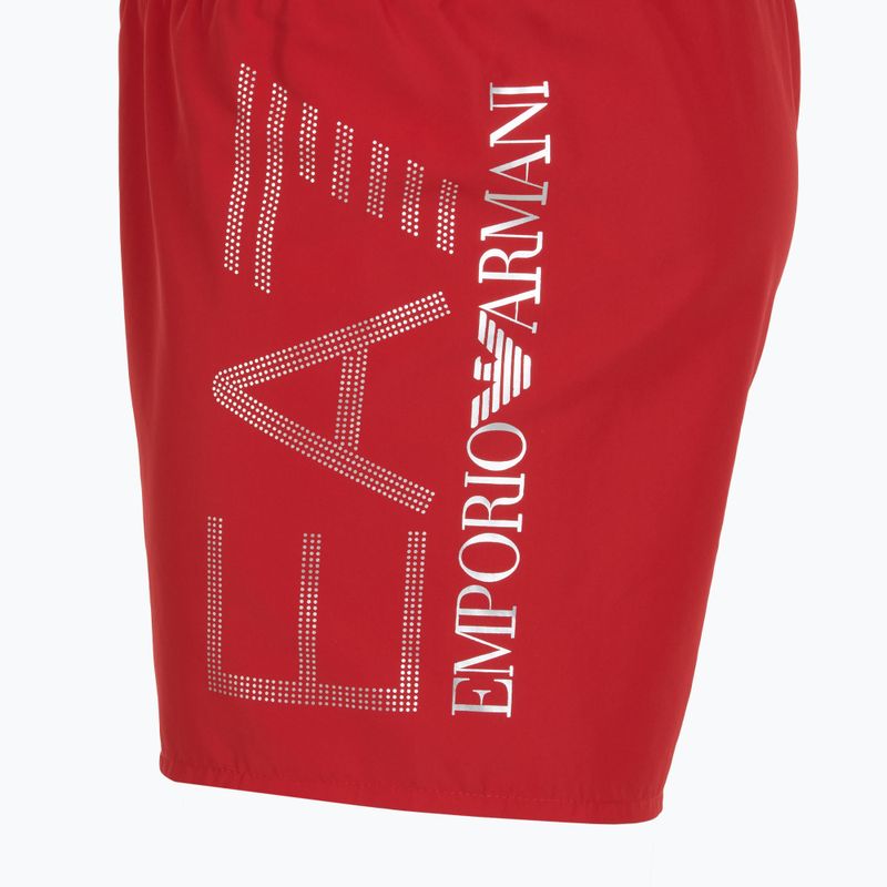 Herren EA7 Emporio Armani Badeshorts mit übergroßem Logo Pferdesport rot / silber 3