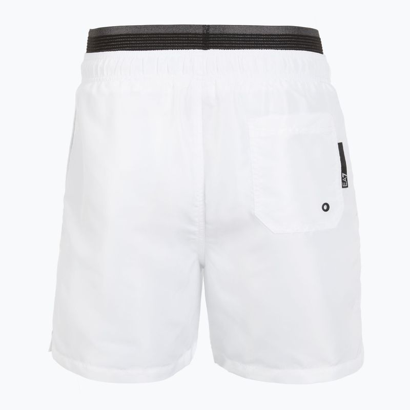 Herren EA7 Emporio Armani Logo Tape Boxer Swim Shorts weiß 2