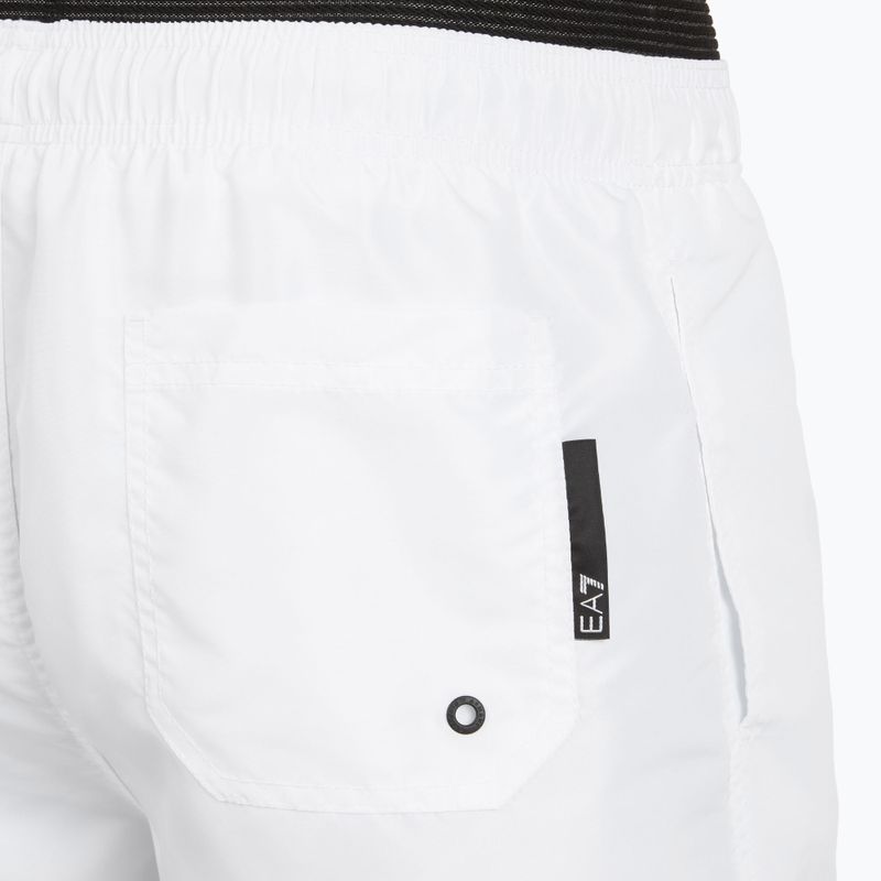 Herren EA7 Emporio Armani Logo Tape Boxer Swim Shorts weiß 4