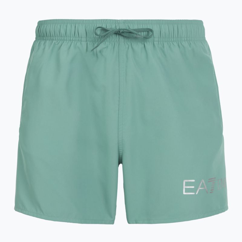 Herren EA7 Emporio Armani Extended Logo Boxer Badeshorts mineralblau / silber