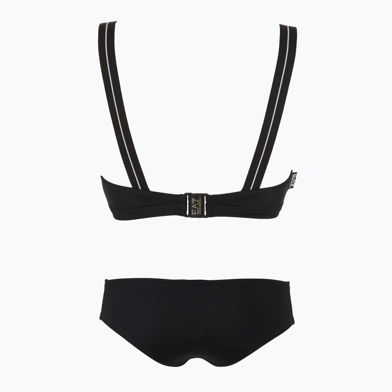 Zweiteiliger Damen-Badeanzug EA7 Emporio Armani Logo Tape Bikini Top schwarz 2