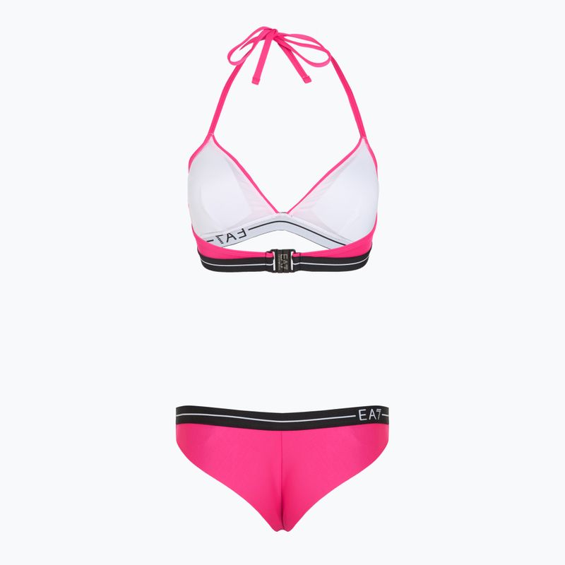 Zweiteiliger Damen-Badeanzug EA7 Emporio Armani Logo Tape Bikini Triangle neon pink 2