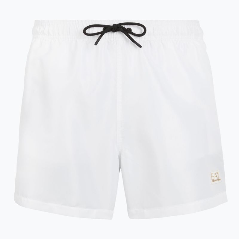 Herren EA7 Emporio Armani Gold Label Boxer-Badeshorts weiß