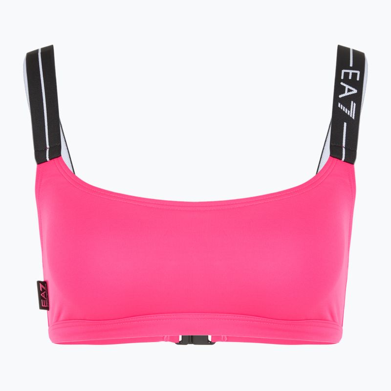 Zweiteiliger Damen-Badeanzug EA7 Emporio Armani Logo Tape Bikini Top neon pink 3