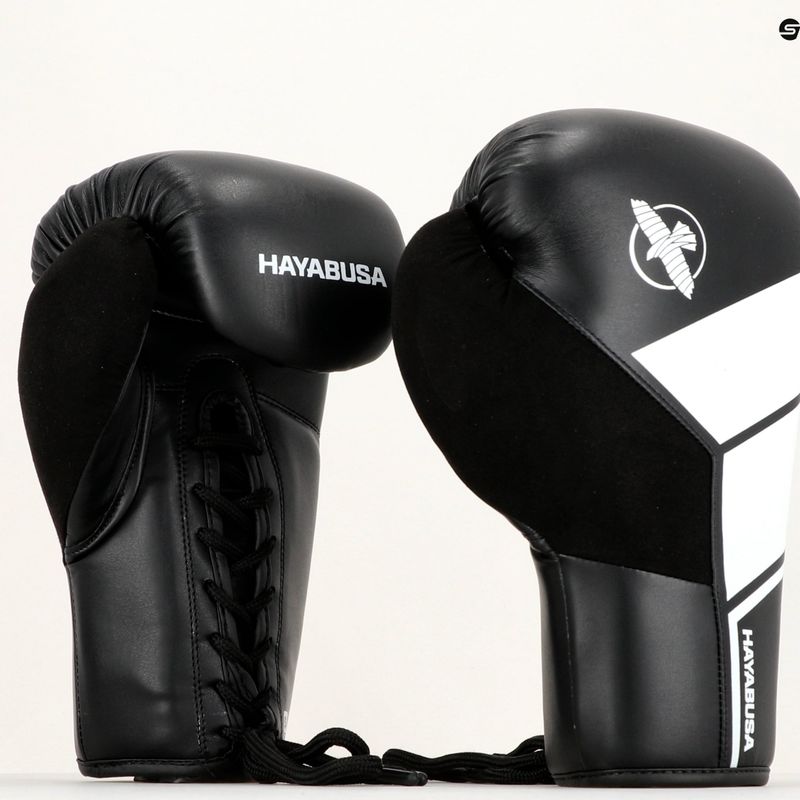 Hayabusa S4 Lace Up Boxhandschuhe weiß S4LACBG-BK 12