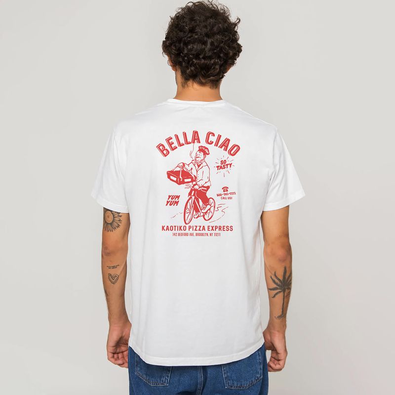 Kaotiko Washed Bella Ciao weißes Herren-T-Shirt 4