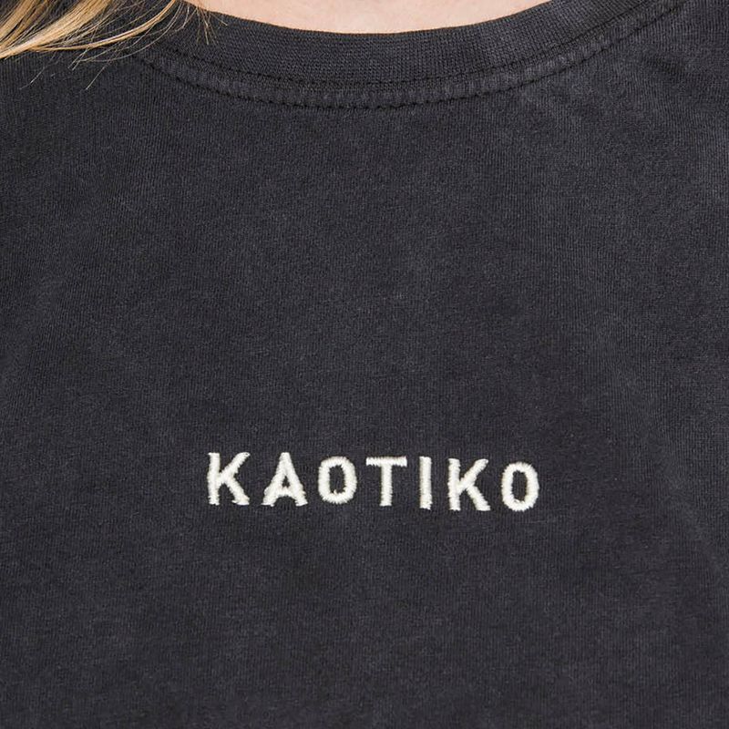 Kaotiko Washed schwarzes Damen-T-Shirt 3