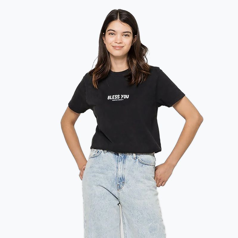 Kaotiko Washed Bless You Frauen-T-Shirt schwarz