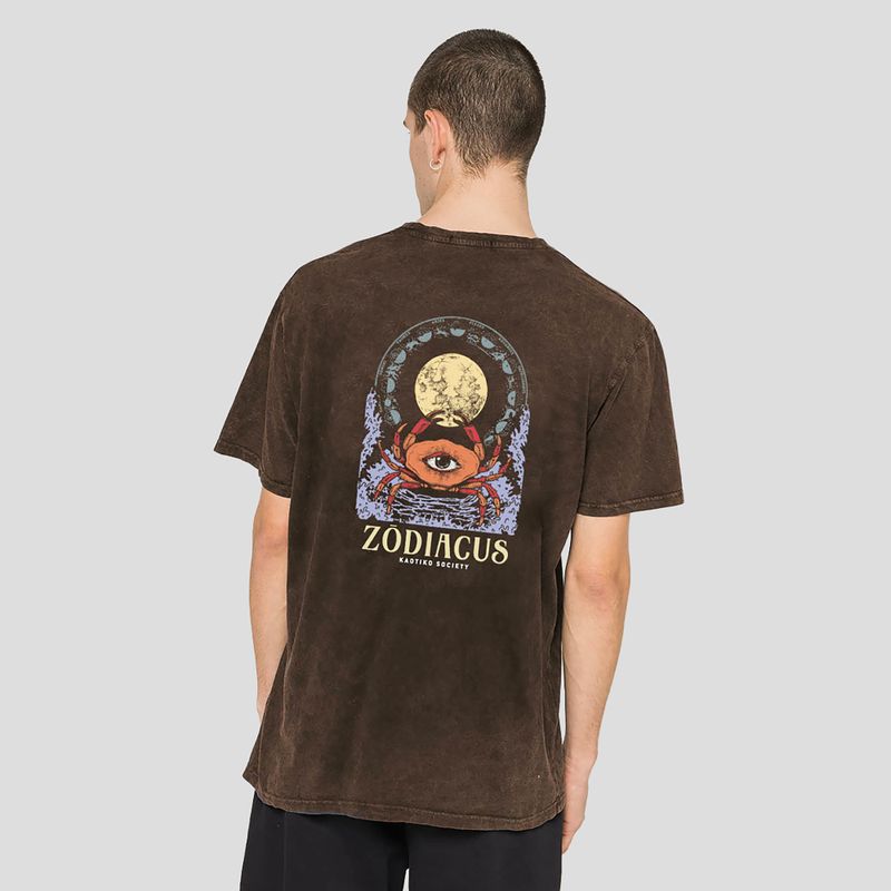 Kaotiko Washed Zodiacus Herren T-Shirt braun 2
