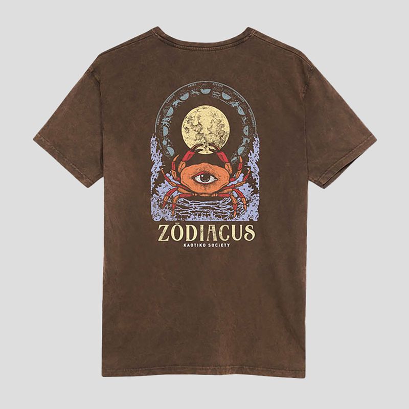 Kaotiko Washed Zodiacus Herren T-Shirt braun 4