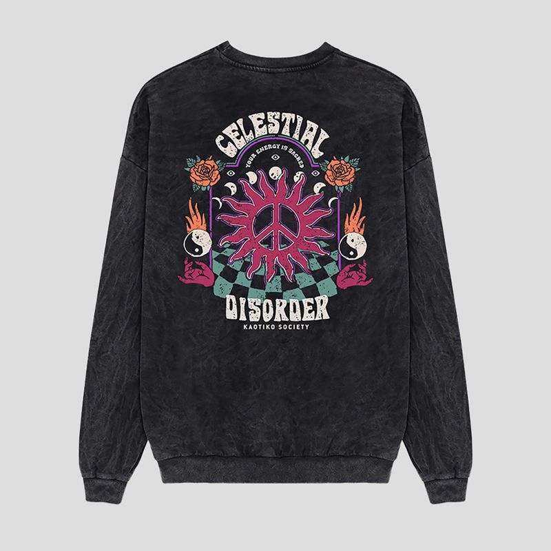 Herren Kaotiko Washed Celestial Disorder Sweatshirt schwarz 2