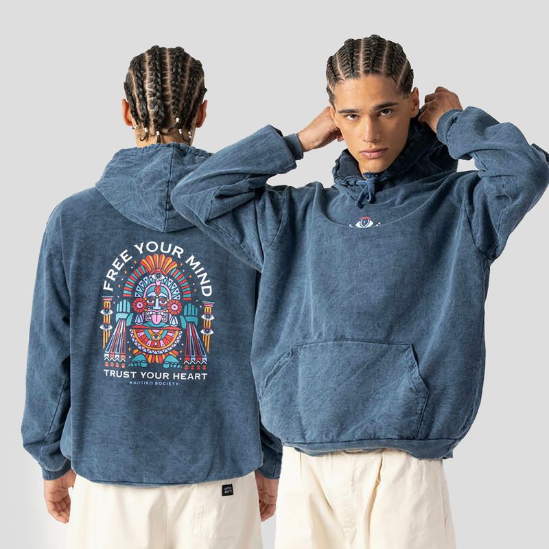 Herren Kaotiko Washed Free Your Mind Sweatshirt navy 3