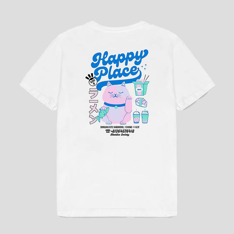Kaotiko Washed Herren-T-Shirt Happy Place weiß 2