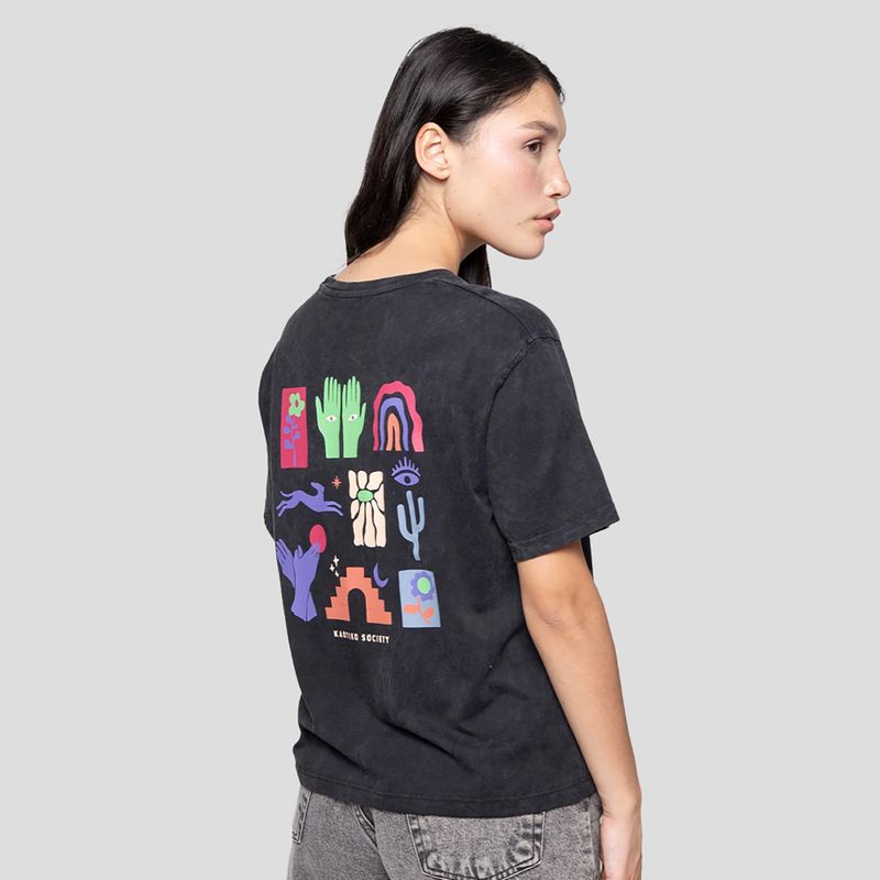 Damen Kaotiko M / C Washed Sonora schwarzes T-shirt 3