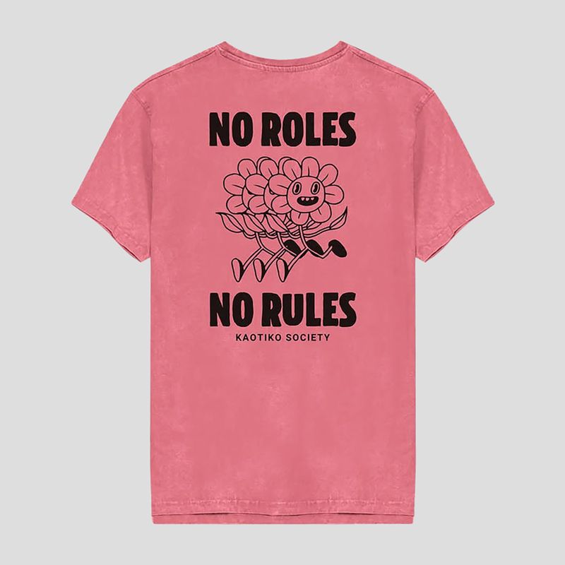 Herren Kaotiko Washed No Roles Flower rosa Flamingo T-shirt 2