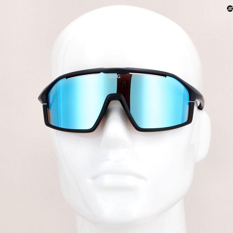 GOG Fahrradbrille Odyss matt marineblau / schwarz / mehrfarbig weiß-blau E605-3 7