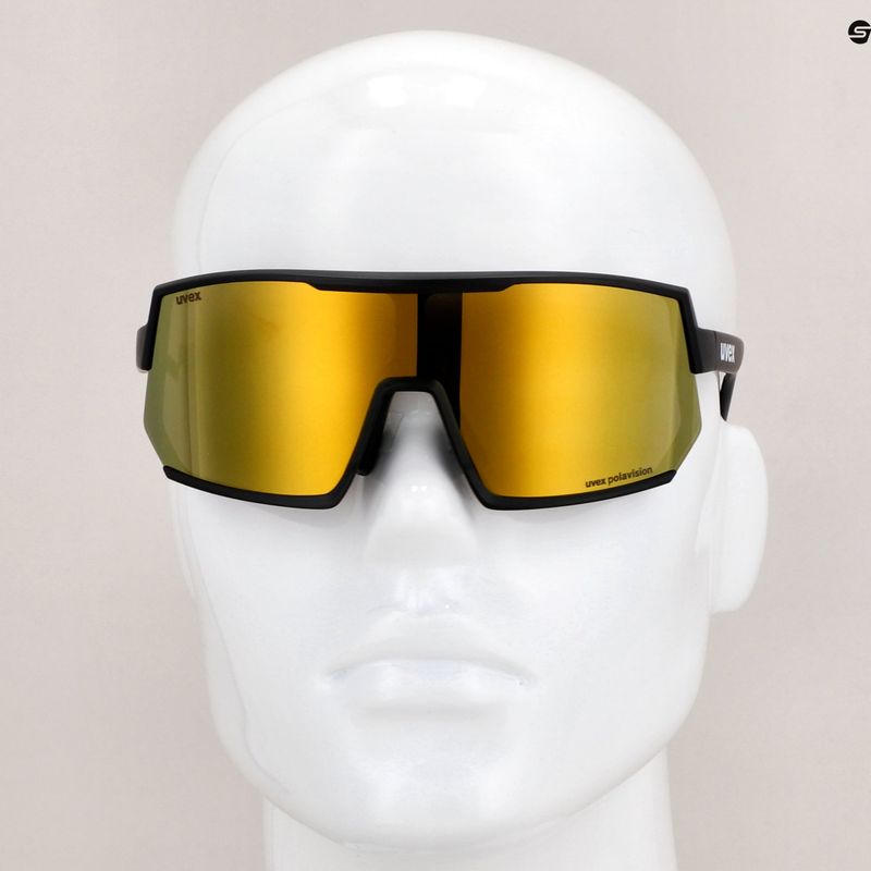 Fahrradbrille UVEX Sportstyle 235 P schwarz matt/gelb verspiegelt 53/3/032/2230 11