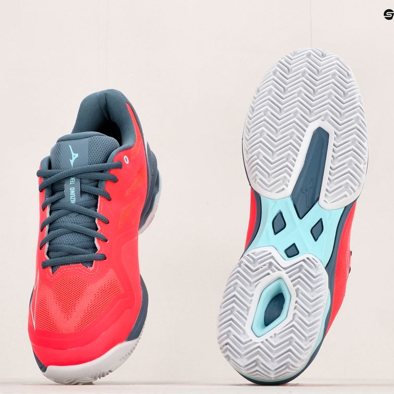 Damen Tennisschuhe Mizuno Wave Exceed Light CC Fierry Coral 2/Weiß/China Blau 61GC222158 11