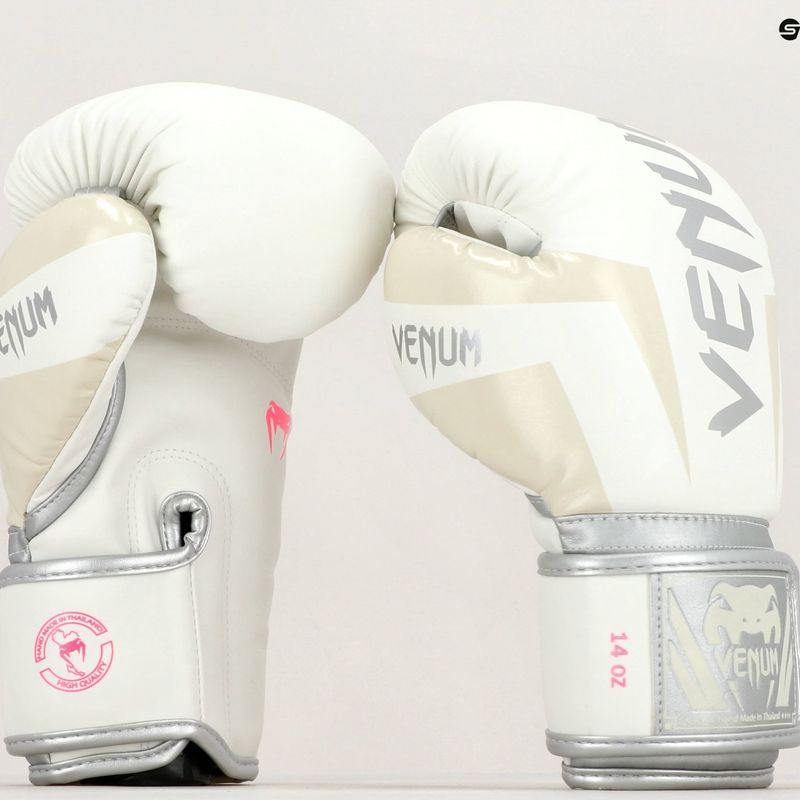 Venum Elite Herren Boxhandschuhe weiß und silber 1392-574 7