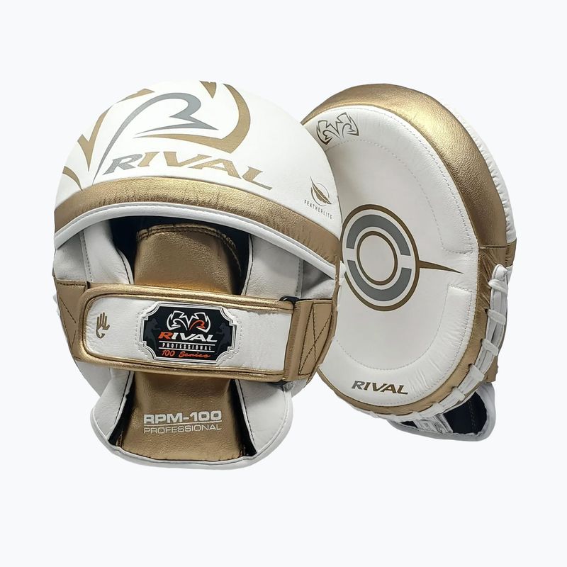 Rival Professional Punch Handschuhe weiß/gold Trainer Pfoten